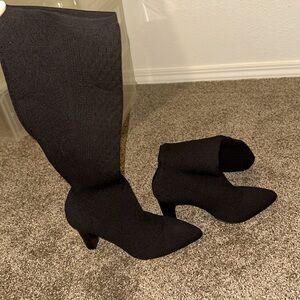 Black knee sweater boots